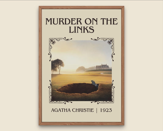 Murder On The Links by Agatha Christie High Quality Poster Print. Free Delivery Wall Art. Author and Blurb Book / Novel Minimalist Art Gift