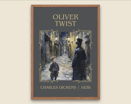 Oliver Twist by Charles Dickens High Quality Poster Print. Free Delivery Wall Art. Author and Blurb Book / Novel Minimalist Gift Home Art