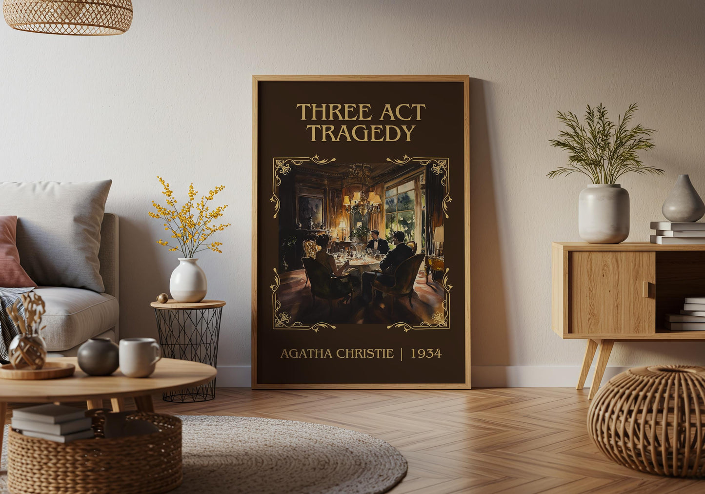 Three Act Tragedy by Agatha Christie High Quality Poster Print. Free Delivery Wall Art. Author & Blurb Book/Novel Minimalist Art Gift