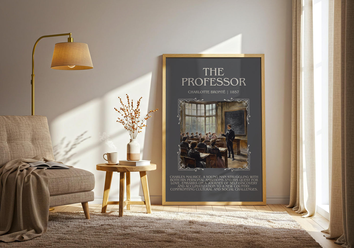 The Professor by Charlotte Bronte High Quality Poster Print. Free Delivery Wall Art. Author & Blurb Book/Novel Minimalist Art Gift