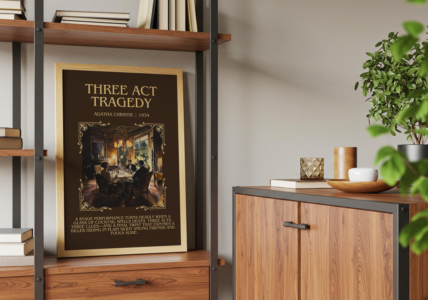 Three Act Tragedy by Agatha Christie High Quality Poster Print. Free Delivery Wall Art. Author & Blurb Book/Novel Minimalist Art Gift