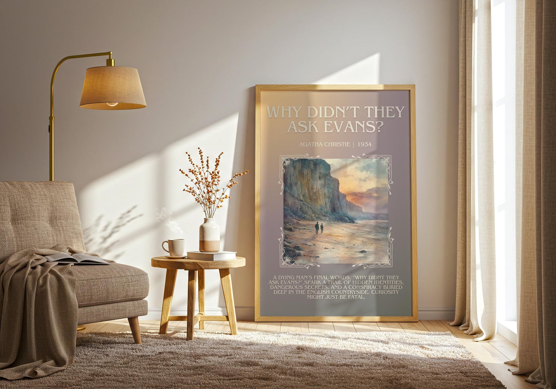 Why Didn't They Ask Evans? by Agatha Christie High Quality Poster Print. Free Delivery Wall Art. Author & Blurb Book/Novel Minimalist Art
