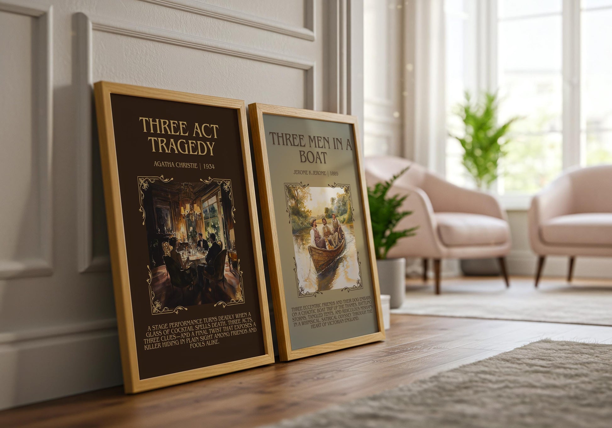 Three Men In A Boat by Jerome K Jerome Descriptive, High Quality Poster Print. Free Delivery Wall Art. Author and Blurb Book/Novel Artwork