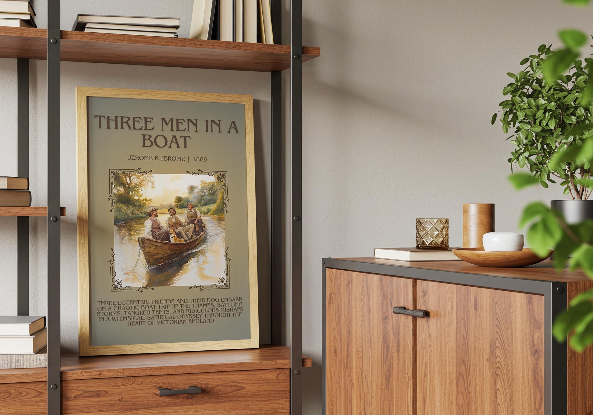 Three Men In A Boat by Jerome K Jerome Descriptive, High Quality Poster Print. Free Delivery Wall Art. Author and Blurb Book/Novel Artwork