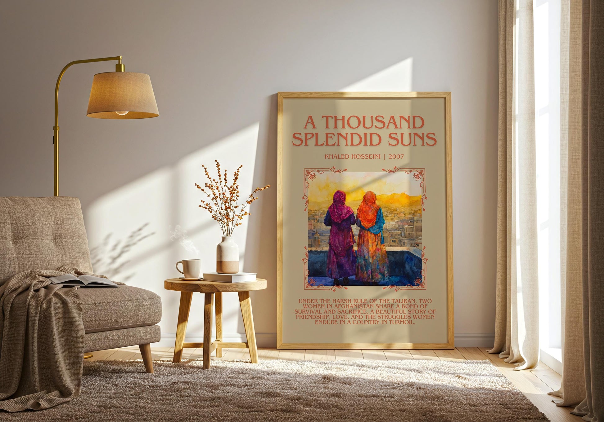 A Thousand Splendid Suns by Khaled Hosseini Descriptive, High Quality Poster Print. Free Delivery Wall Art. Author and Blurb Book Artwork