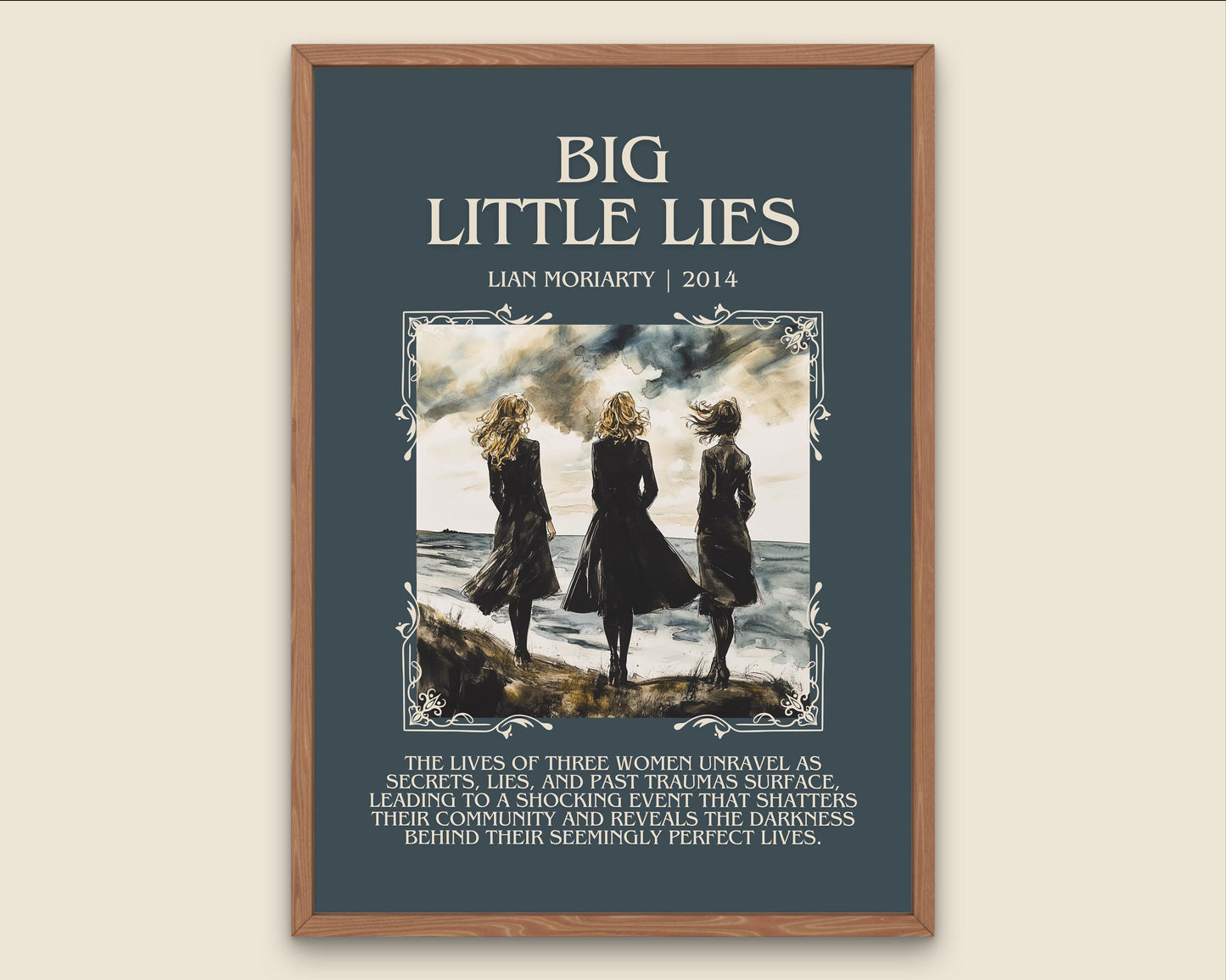 Big Little Lies by Lian Moriarty Descriptive, High Quality Poster Print. Free Delivery Wall Art. Author and Blurb Book/Novel Artwork
