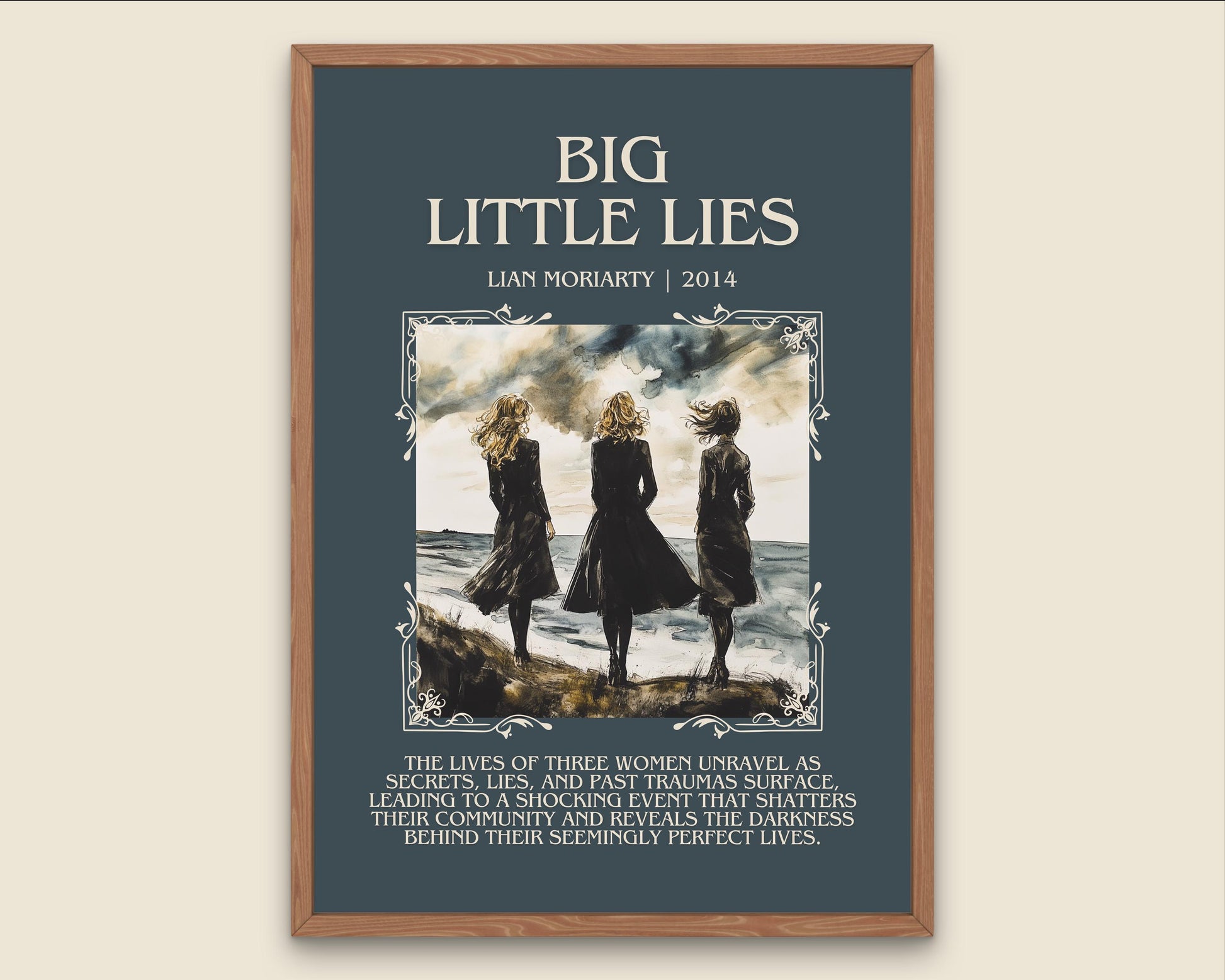 Big Little Lies by Lian Moriarty Descriptive, High Quality Poster Print. Free Delivery Wall Art. Author and Blurb Book/Novel Artwork