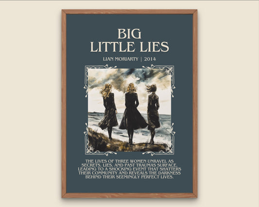 Big Little Lies by Lian Moriarty Descriptive, High Quality Poster Print. Free Delivery Wall Art. Author and Blurb Book/Novel Artwork