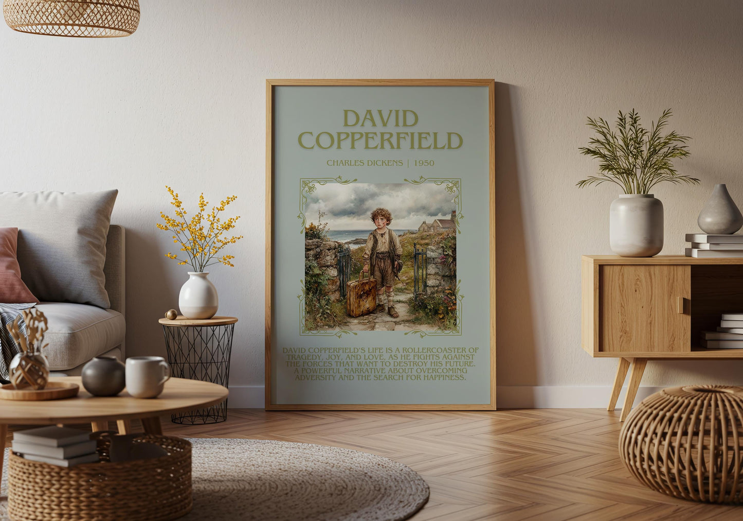 David Copperfield by Charles Dickens Descriptive, High Quality Poster Print. Free Delivery Wall Art. Author and Blurb Book Artwork