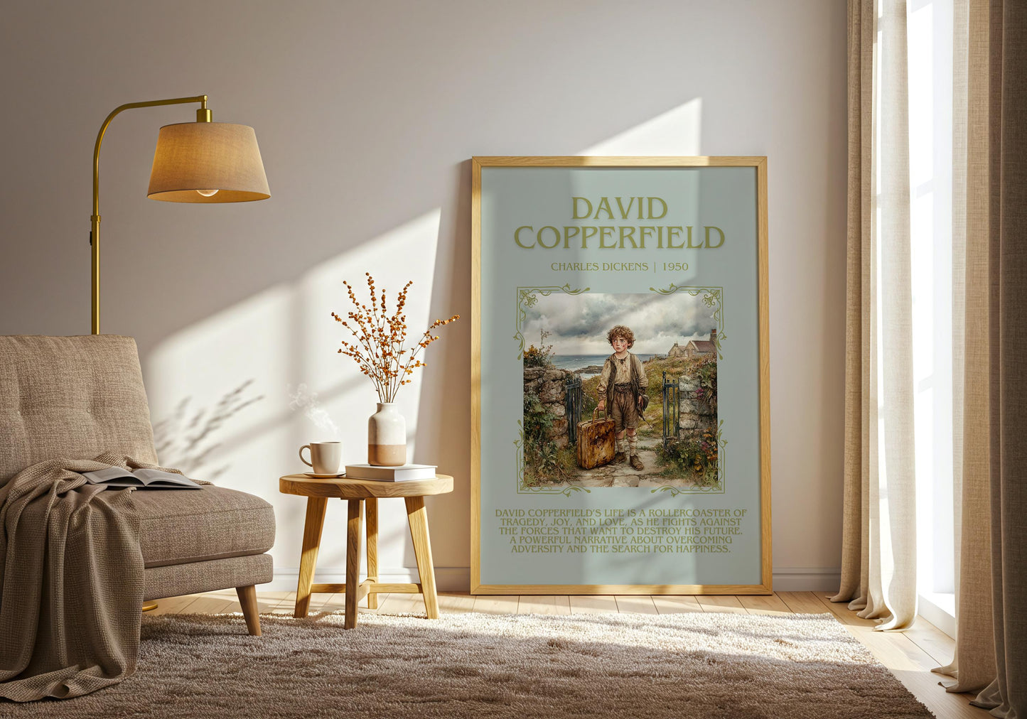 David Copperfield by Charles Dickens Descriptive, High Quality Poster Print. Free Delivery Wall Art. Author and Blurb Book Artwork
