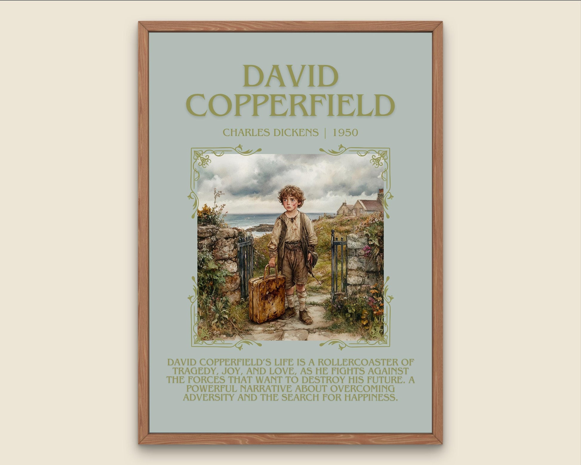 David Copperfield by Charles Dickens Descriptive, High Quality Poster Print. Free Delivery Wall Art. Author and Blurb Book Artwork