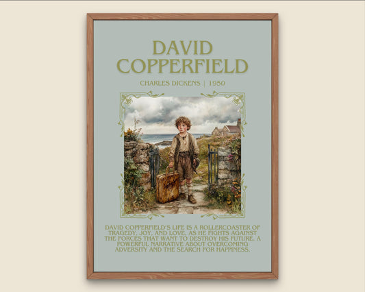 David Copperfield by Charles Dickens Descriptive, High Quality Poster Print. Free Delivery Wall Art. Author and Blurb Book Artwork