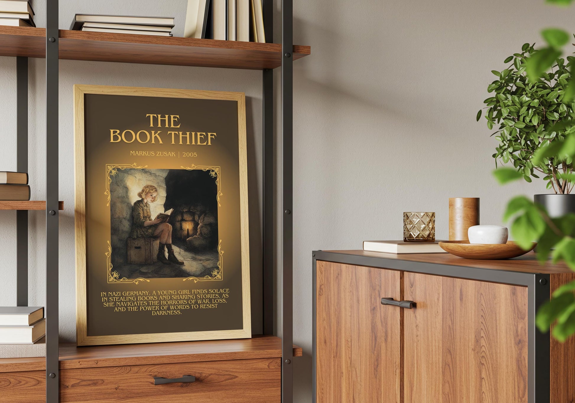 The Book Thief by Markus Zusak Descriptive, High Quality Poster Print. Free Delivery Wall Art. Author and Blurb Book Artwork. Gift Art