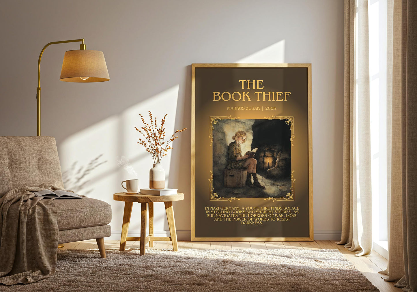 The Book Thief by Markus Zusak Descriptive, High Quality Poster Print. Free Delivery Wall Art. Author and Blurb Book Artwork. Gift Art