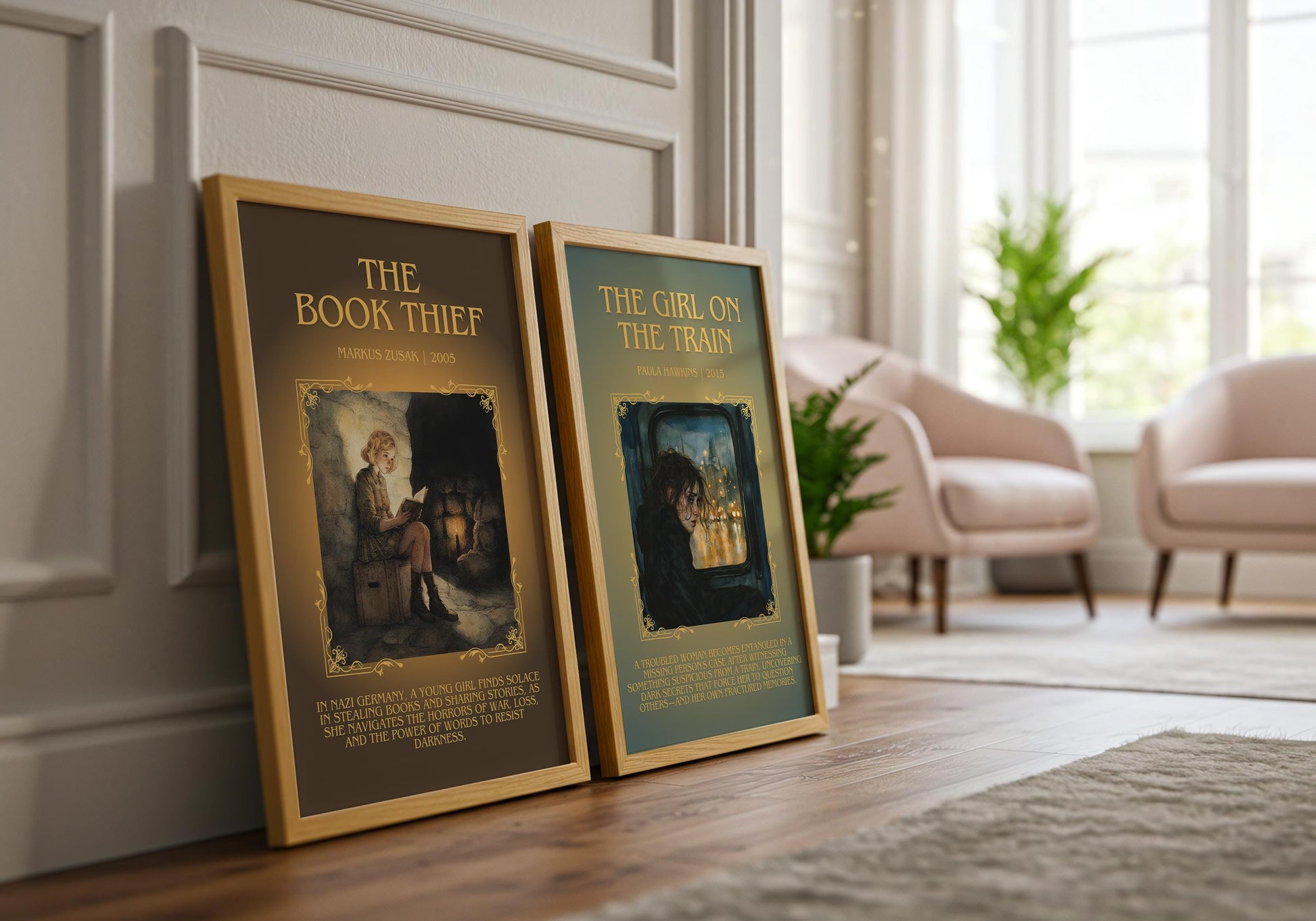 The Girl On The Train by Paula Hawkins Descriptive, High Quality Poster Print.Free Delivery Wall Art. Author and Blurb Book Artwork.Gift Art