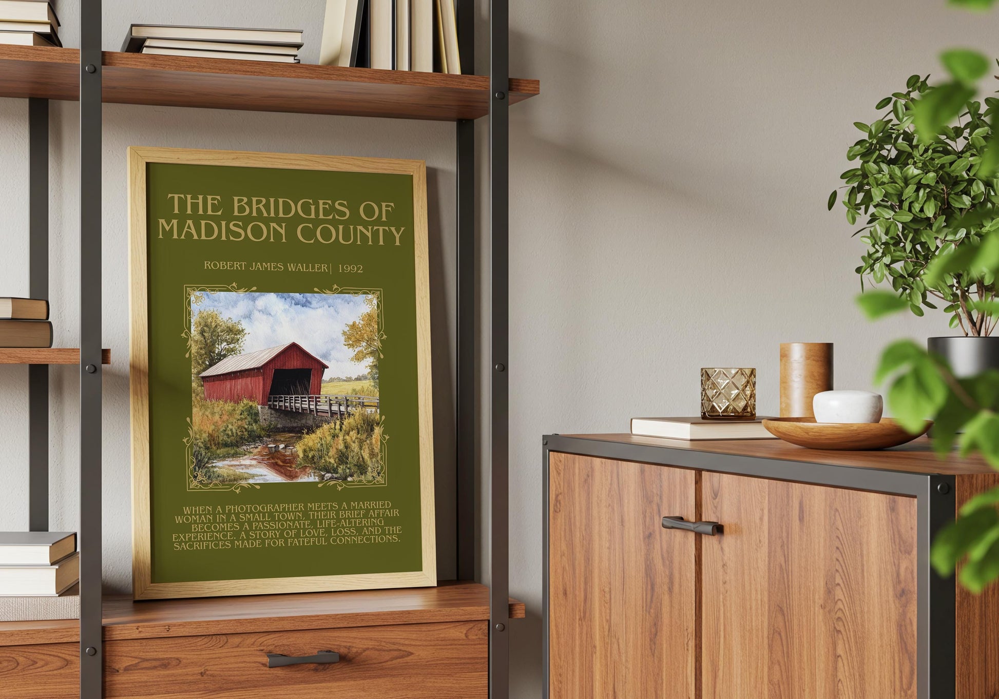 The Bridges Of Madison County by Robert James Waller Descriptive,High Quality Poster. Free Delivery Wall Art. Author and Blurb Book Artwork
