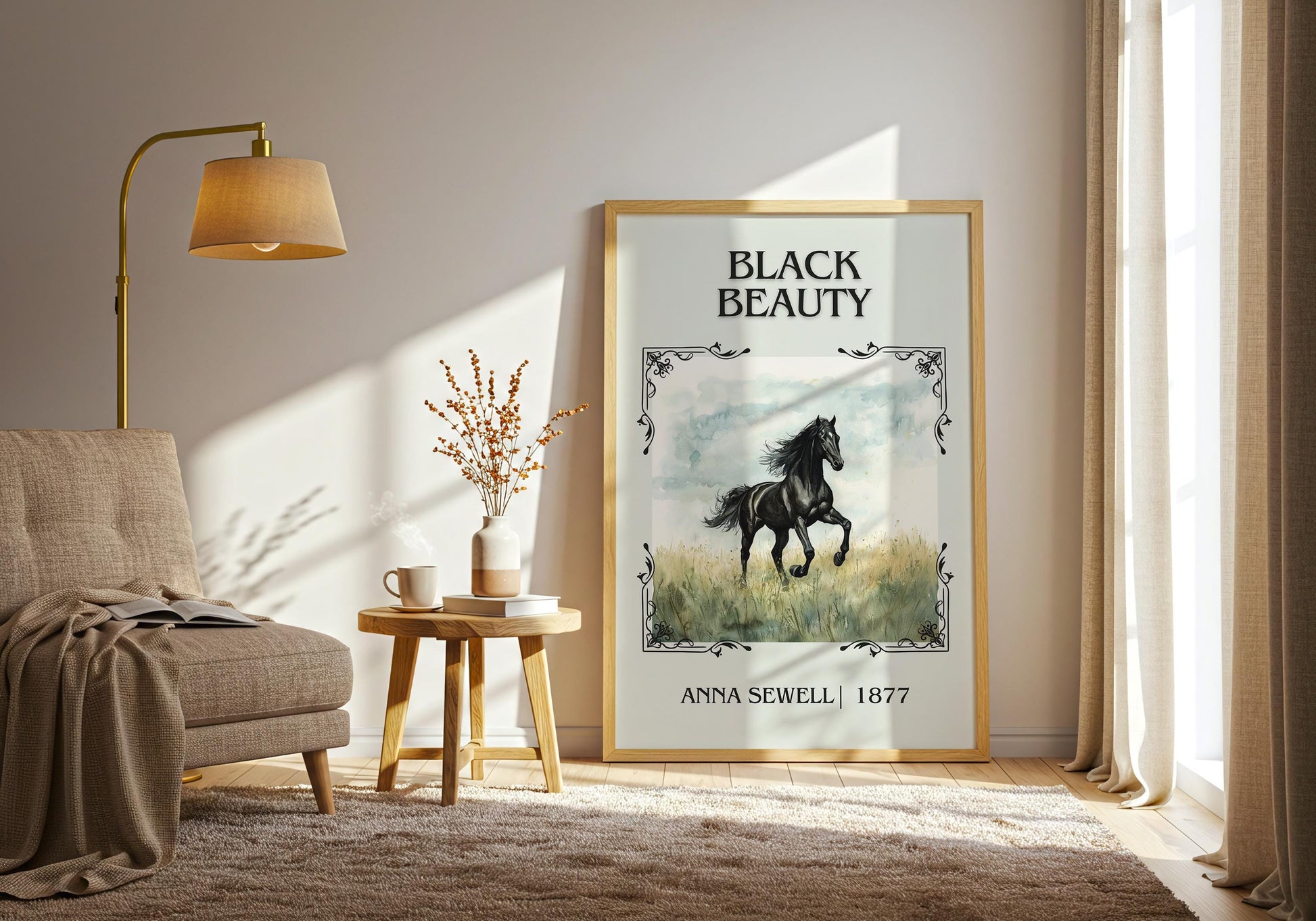 Black Beauty by Anna Sewell High Quality Poster Print. Fast, Free Delivery Wall Art. Author and Blurb Book / Novel Artwork. Free Custom Gift