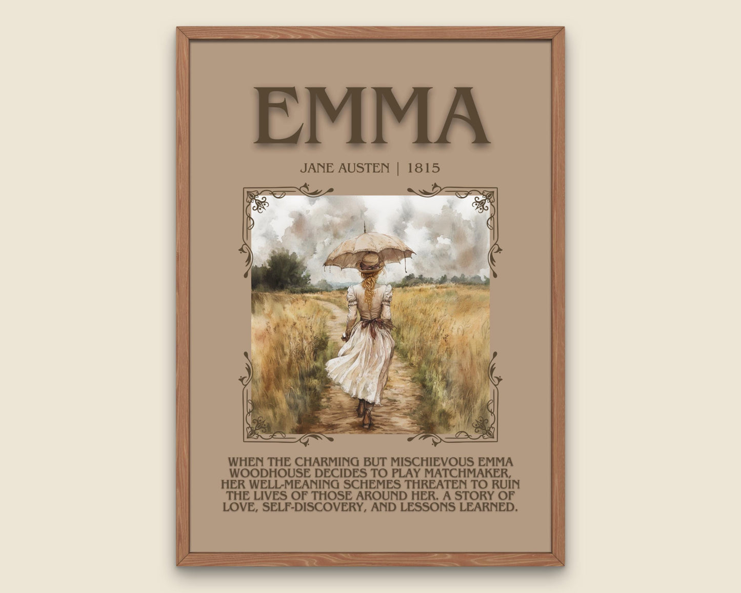 Emma by Jane Austen Descriptive,High Quality Poster. Free Delivery Wall Art. Author and Blurb Book Artwork. Book Summary Gift Present
