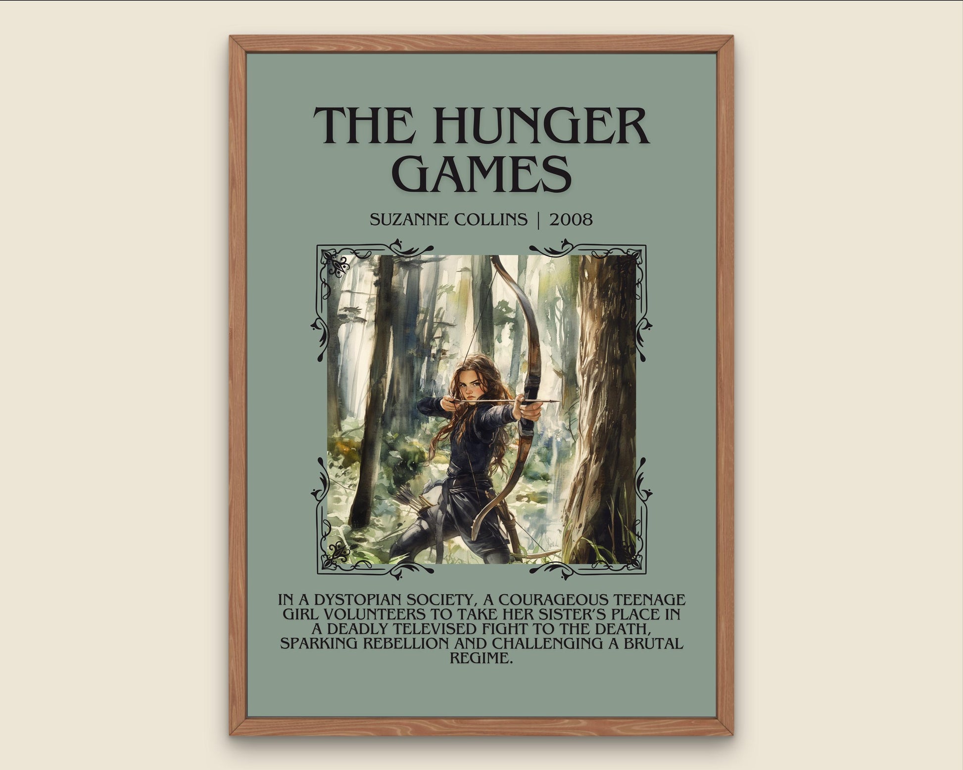 Hunger Games by Suzanne Collins Descriptive, High Quality Poster Print.Free Delivery Wall Art.Author and Blurb Book Artwork Gift Art