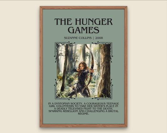 Hunger Games by Suzanne Collins Descriptive, High Quality Poster Print.Free Delivery Wall Art.Author and Blurb Book Artwork Gift Art