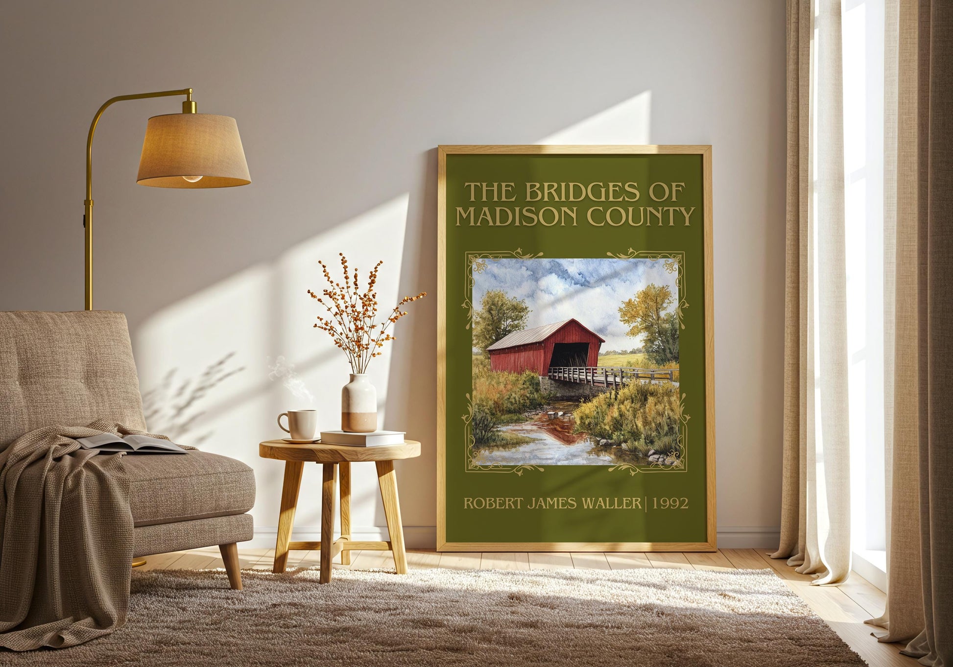 The Bridges of Madison County by Robert James Waller High Quality Poster Print. Free Delivery Wall Art. Author and Blurb Book/Novel Artwork
