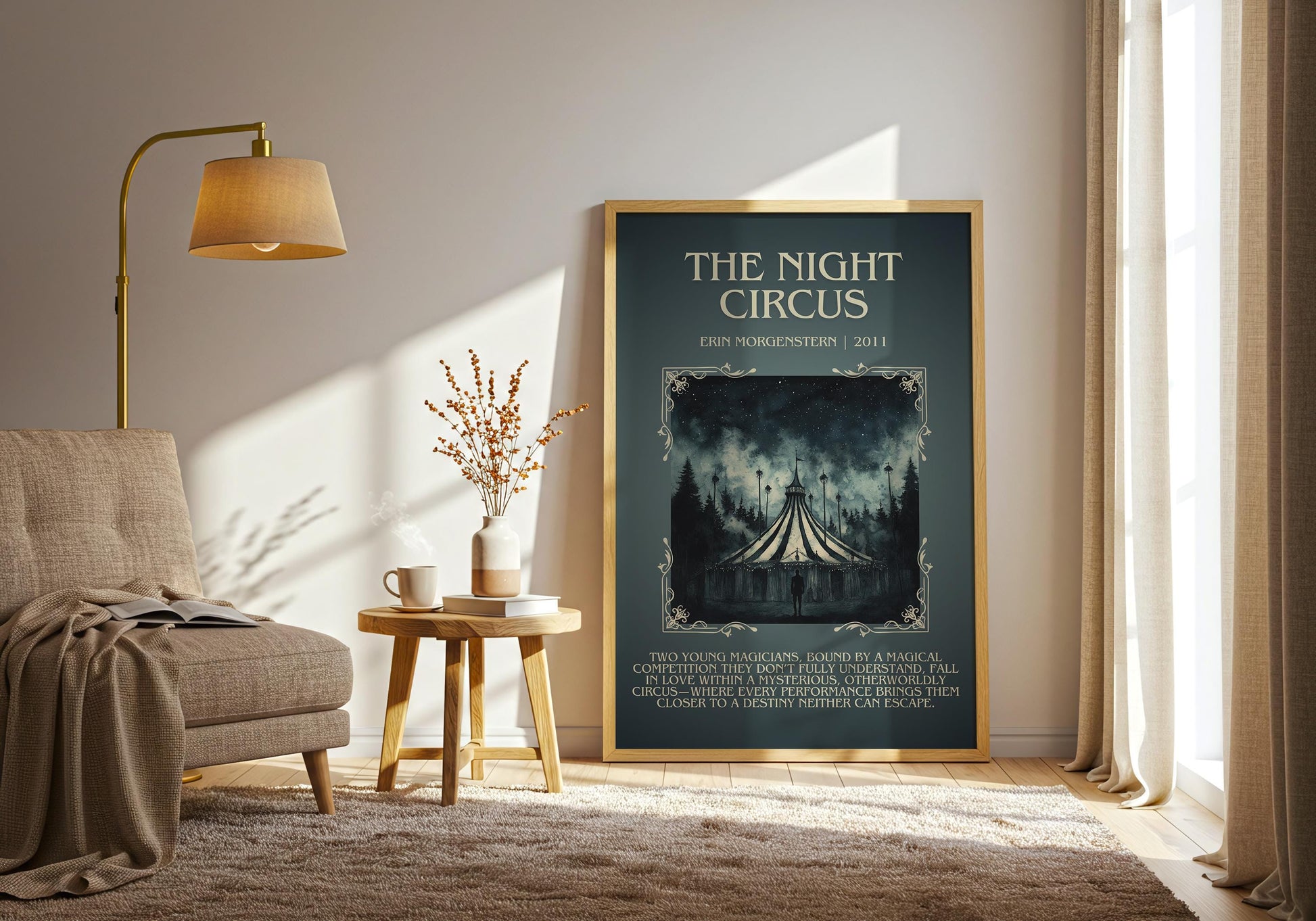 The Night Circus by Erin Morgenstern Descriptive, High Quality Poster Print.Free Delivery Wall Art.Author and Blurb Book Artwork Gift Art