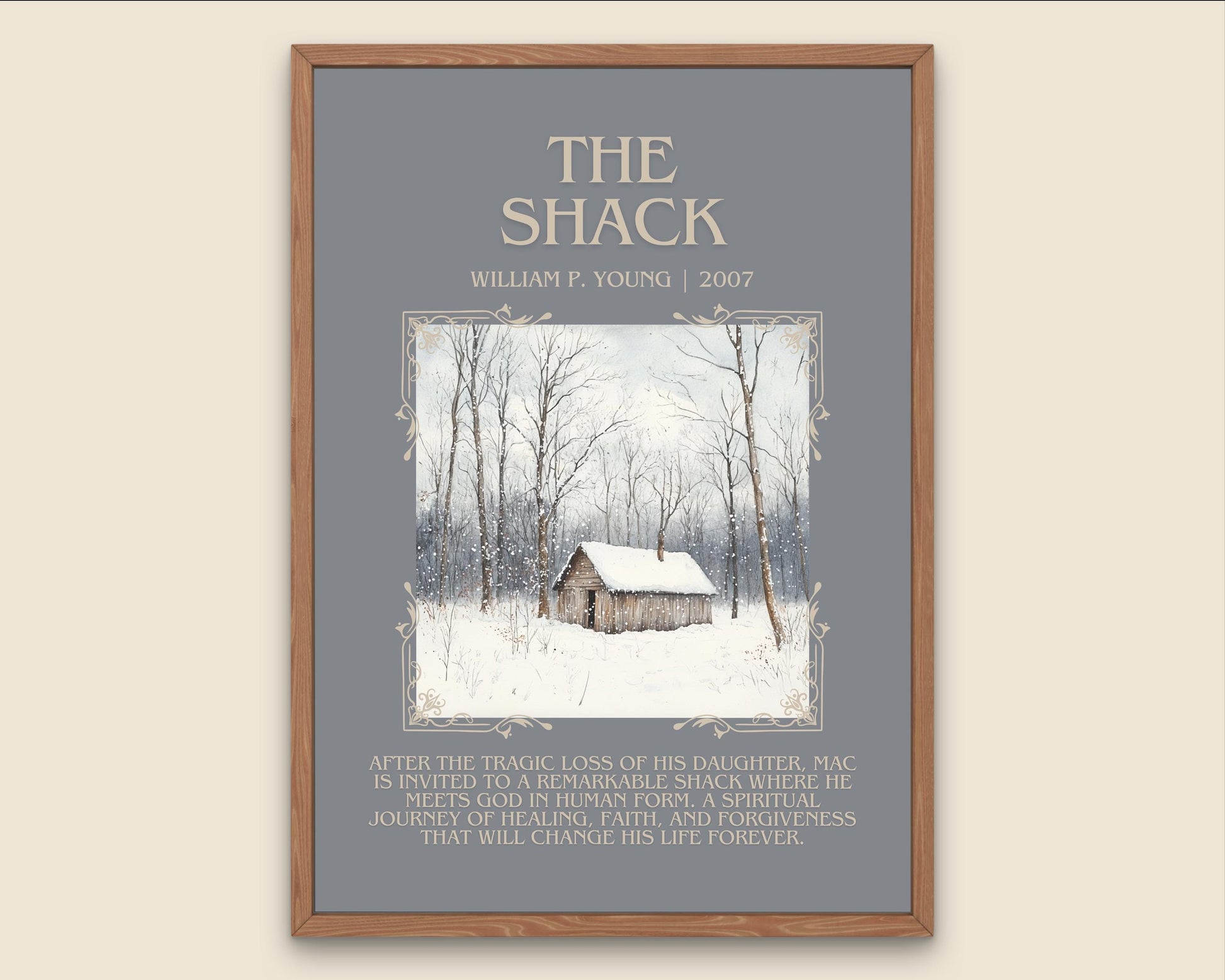 The Shack by William P. Young Descriptive, High Quality Poster Print.Free Delivery Wall Art.Author and Blurb Book Artwork Gift Art