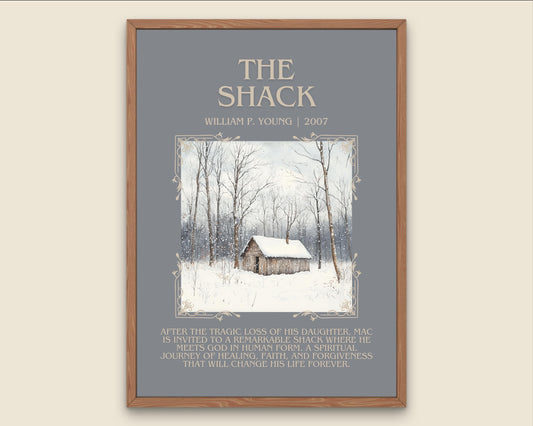 The Shack by William P. Young Descriptive, High Quality Poster Print.Free Delivery Wall Art.Author and Blurb Book Artwork Gift Art