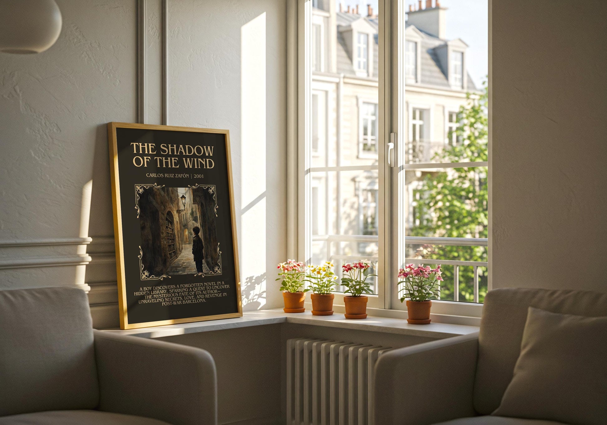 The Shadow Of The Wind by Carlos Ruiz Zafon Descriptive, High Quality Poster Print.Free Delivery Wall Art.Author and Blurb Book Artwork Gift