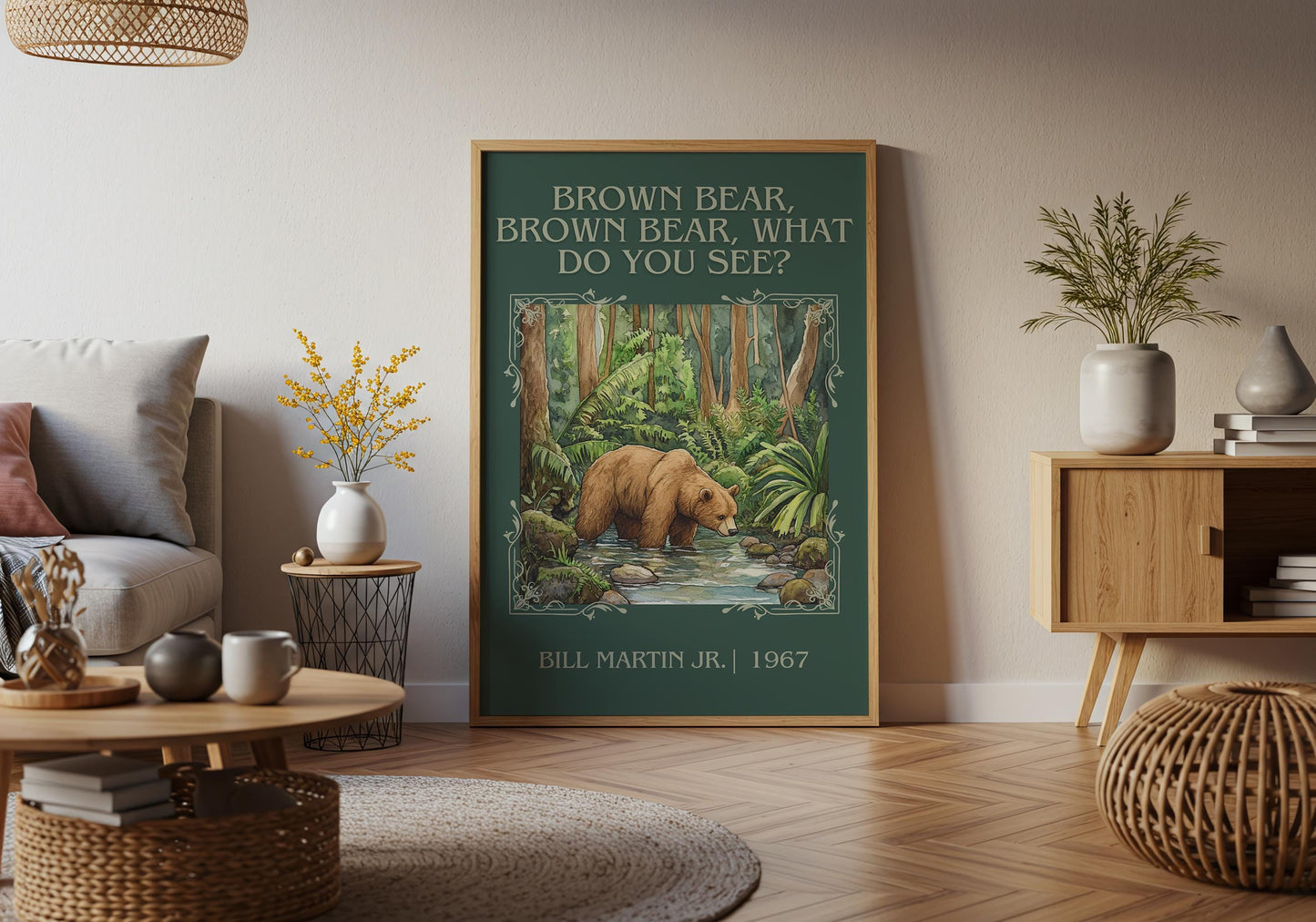 Brown Bear Brown Bear What Do You See? by Bill Martin Jr. High Quality Poster Print. Free Delivery Wall Art Author Book / Novel Artwork Gift