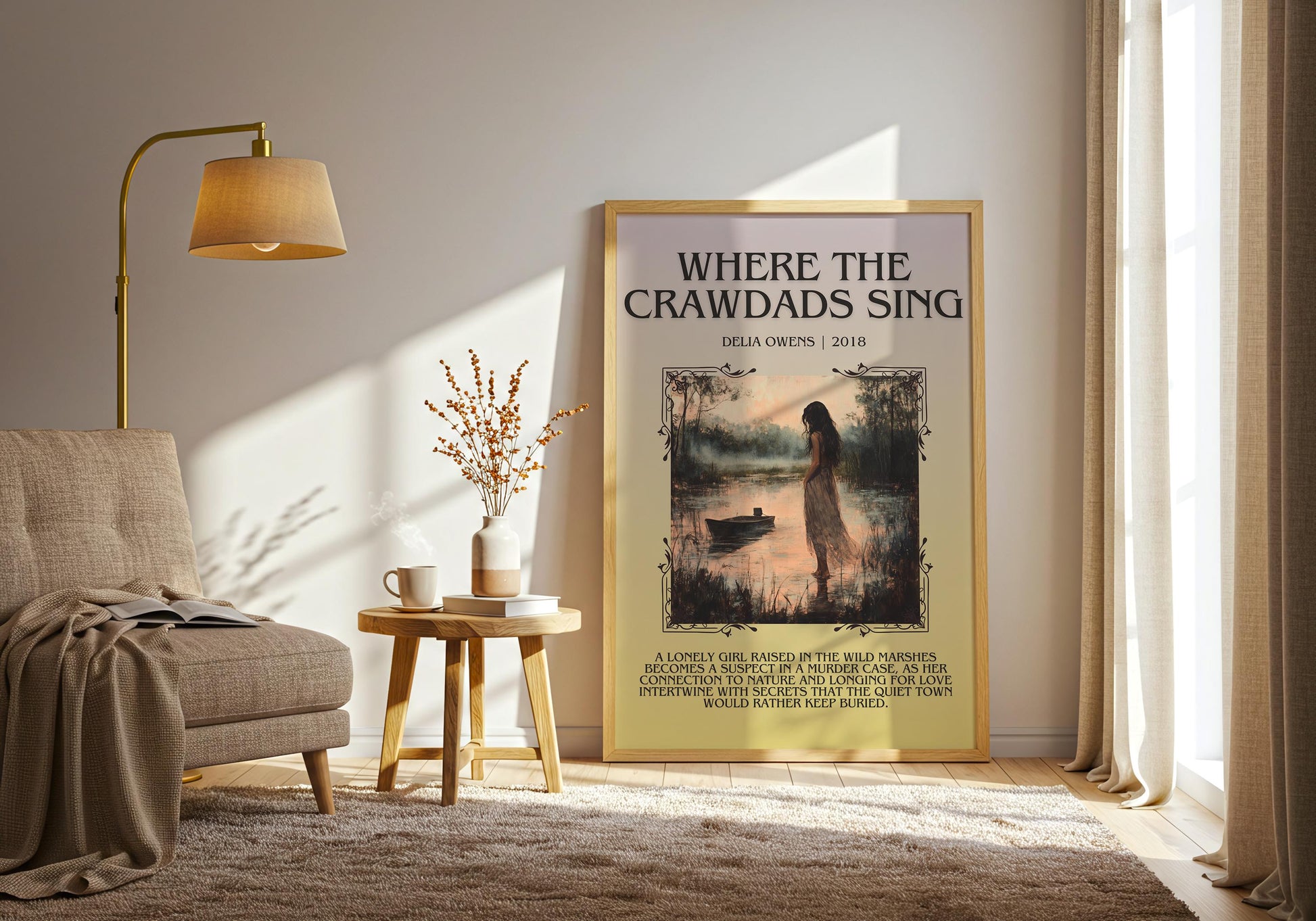Where The Crawdads Sing by Delia Owens Descriptive, High Quality Poster Print.Free Delivery Wall Art.Author and Blurb Book Artwork Gift Art