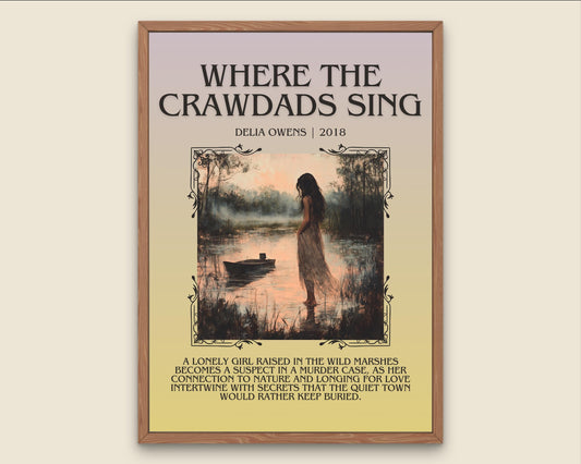 Where The Crawdads Sing by Delia Owens Descriptive, High Quality Poster Print.Free Delivery Wall Art.Author and Blurb Book Artwork Gift Art