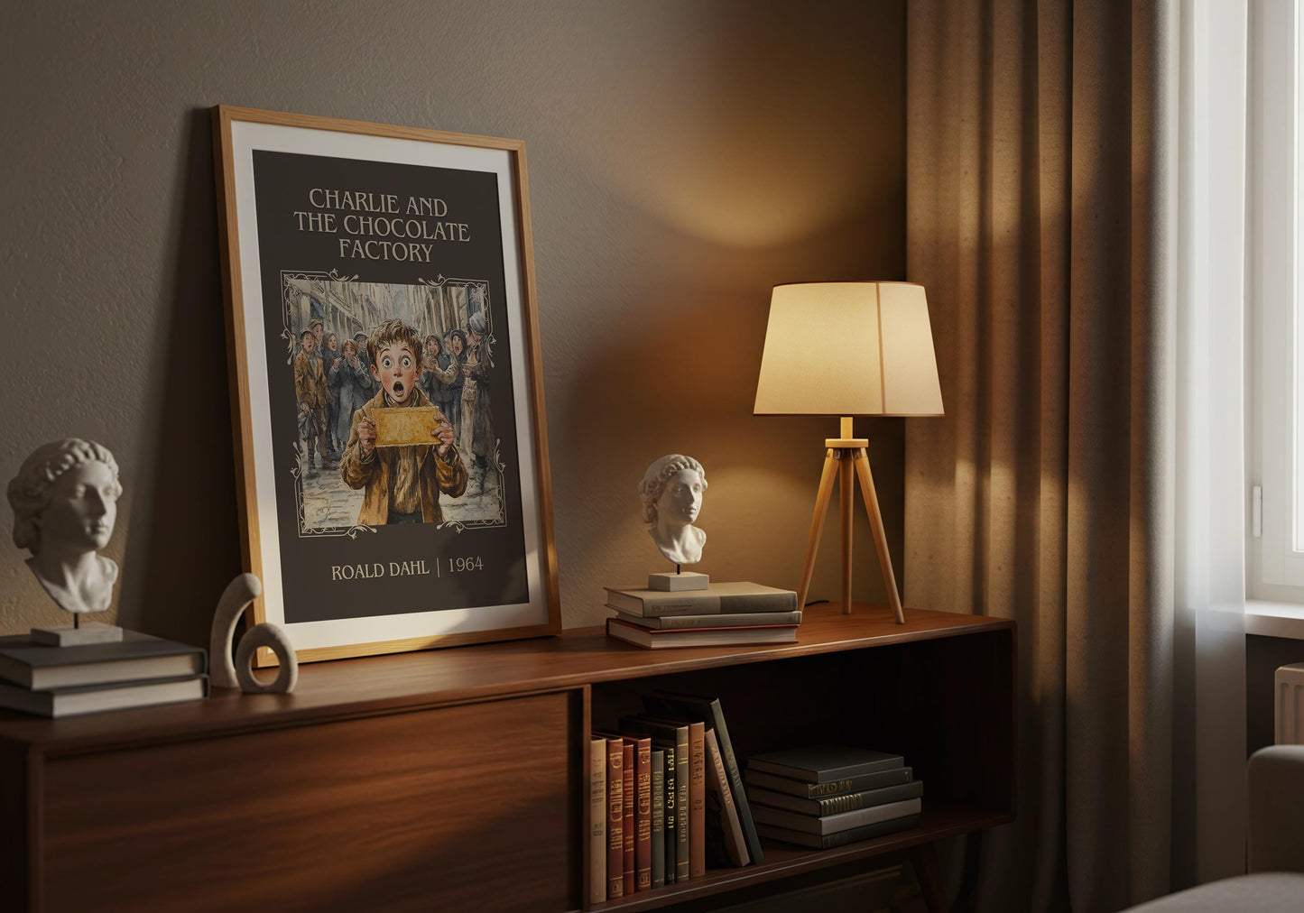 Charlie and The Chocolate Factory by Roald Dahl High Quality Poster Print. Free Delivery Wall Art. Author Book / Novel Artwork Gift Present