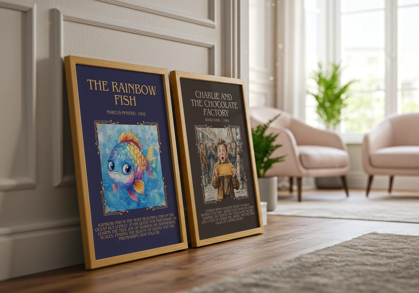 The Rainbow Fish by Marcus Pfister Descriptive, High Quality Poster. Fast, Free Delivery Wall Art. Author and Blurb Book Artwork. Book Lover