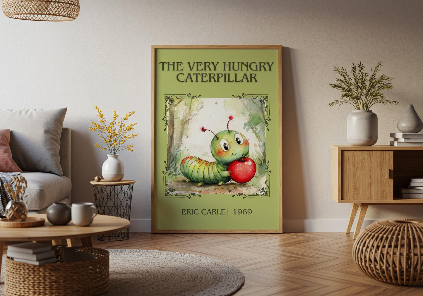 The Very Hungry Caterpillar by Eric Carle High Quality Poster Print. Free Delivery Wall Art. Author and Blurb Book / Novel Minimalist Art