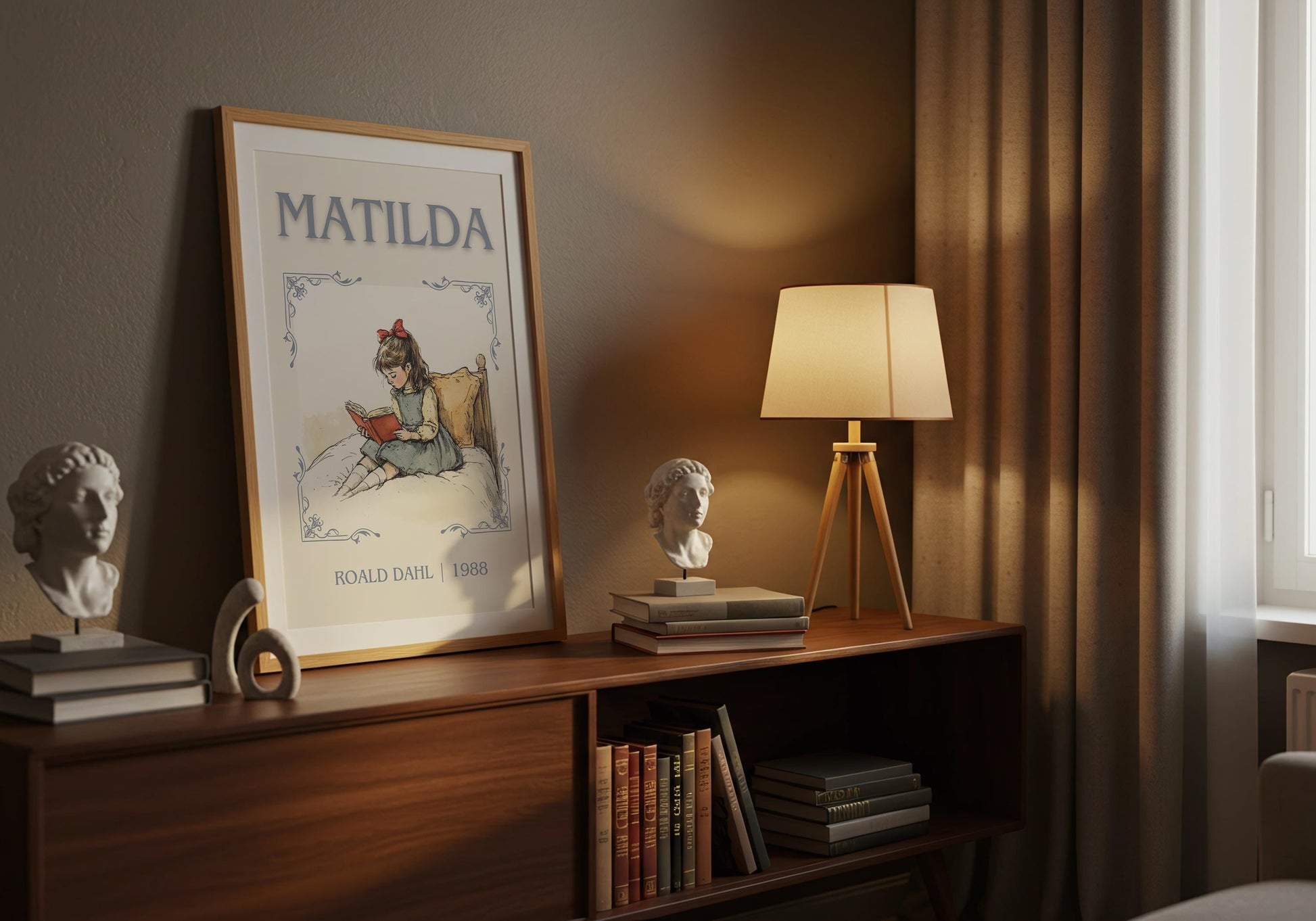 Matilda by Roald Dahl High Quality Poster Print. Free Delivery Wall Art. Author and Blurb Book / Novel Minimalist Art. Kids Book Poster Gift