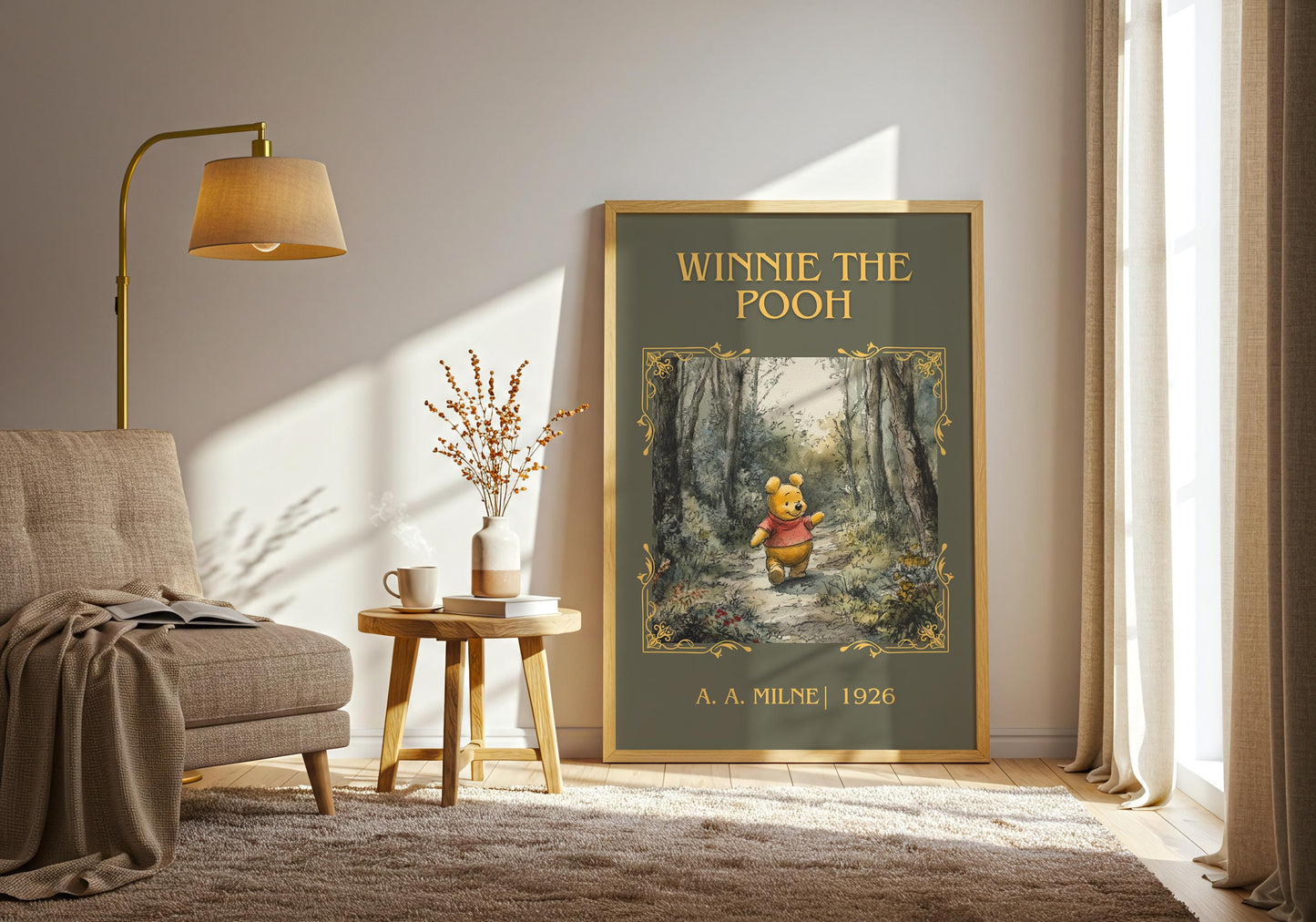 Winnie the Pooh by A.A. Milne High Quality Poster Print. Free Delivery Wall Art. Author and Blurb Book / Novel Minimalist Art.Kids Gift