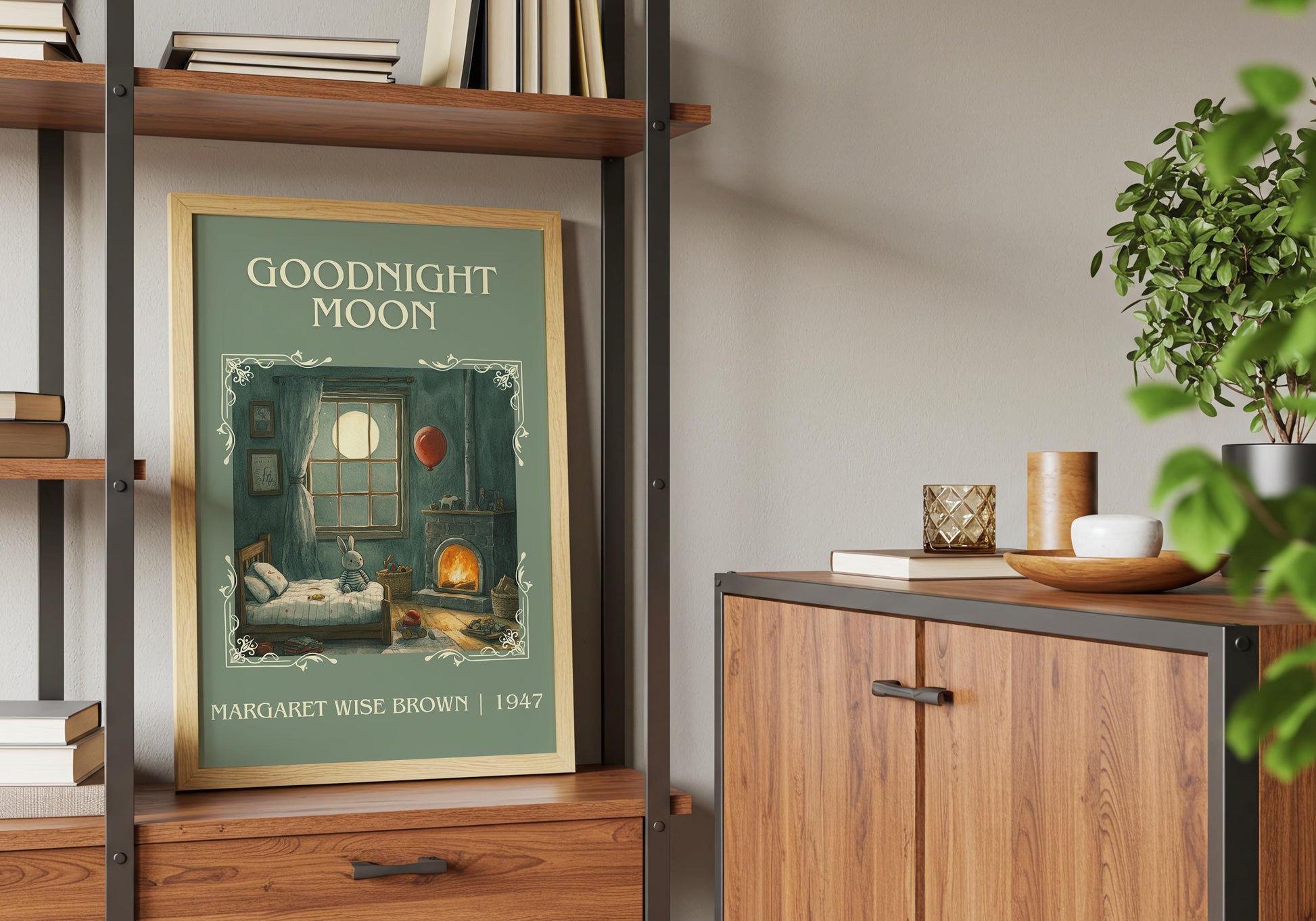 Goodnight Moon by Margaret Wise Brown High Quality Poster Print. Free Delivery Wall Art. Author & Blurb Book/Novel Minimalist Home Art Gift