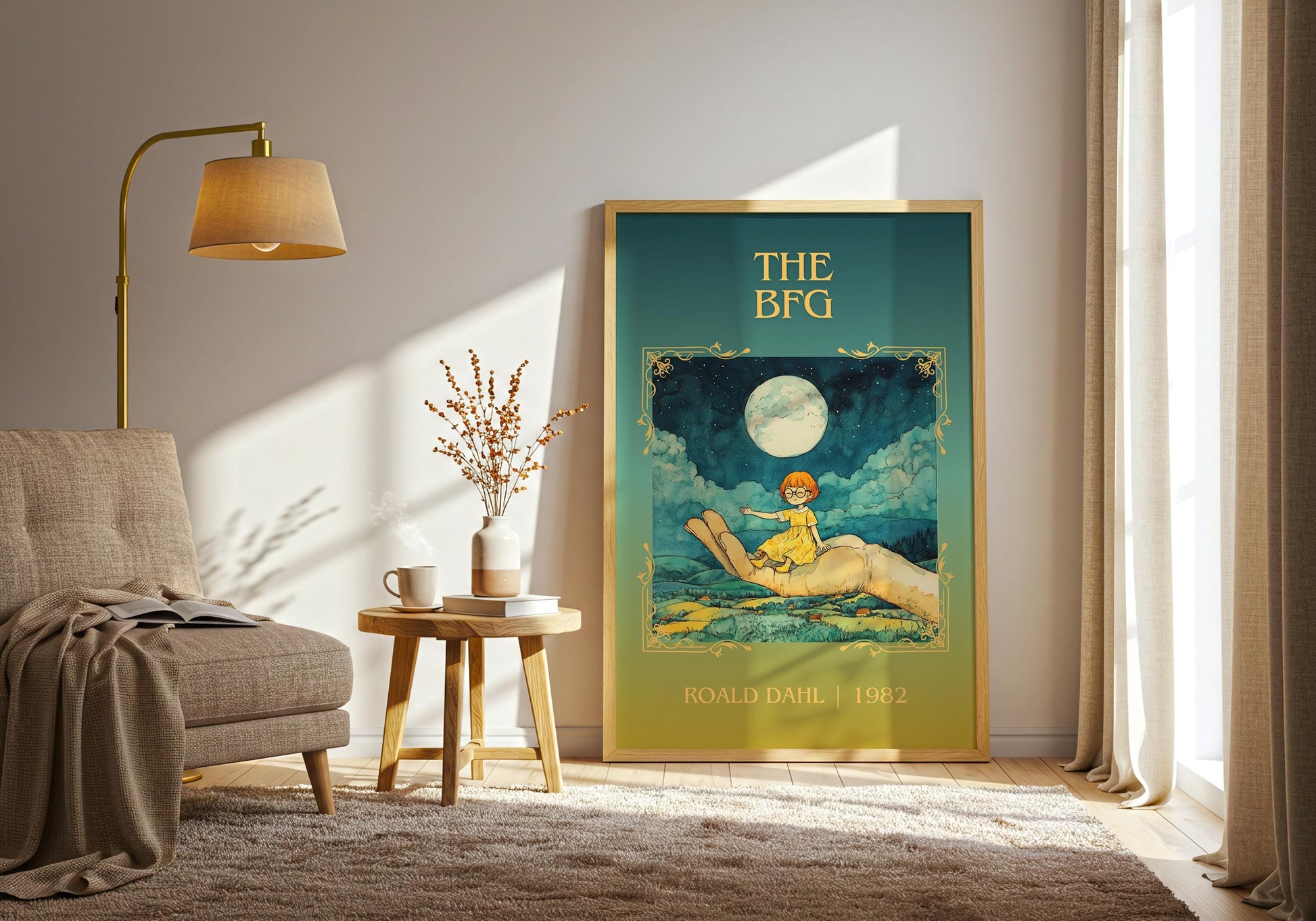 The BFG by Roald Dahl High Quality Poster Print. Free Delivery Wall Art. Author & Blurb Book/Novel Minimalist Home Art Gift Cover