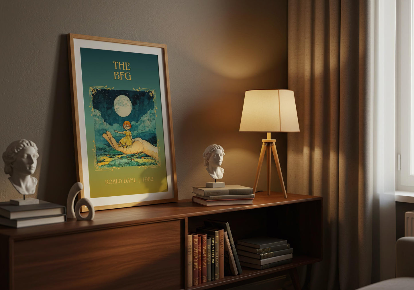 The BFG by Roald Dahl High Quality Poster Print. Free Delivery Wall Art. Author & Blurb Book/Novel Minimalist Home Art Gift Cover