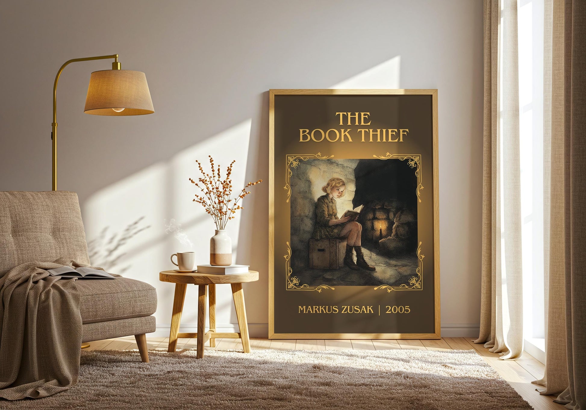 The Book Thief by Markus Zusak High Quality Poster Print. Free Delivery Wall Art. Author&Blurb Book/Novel Minimalist Home Art Gift Cover