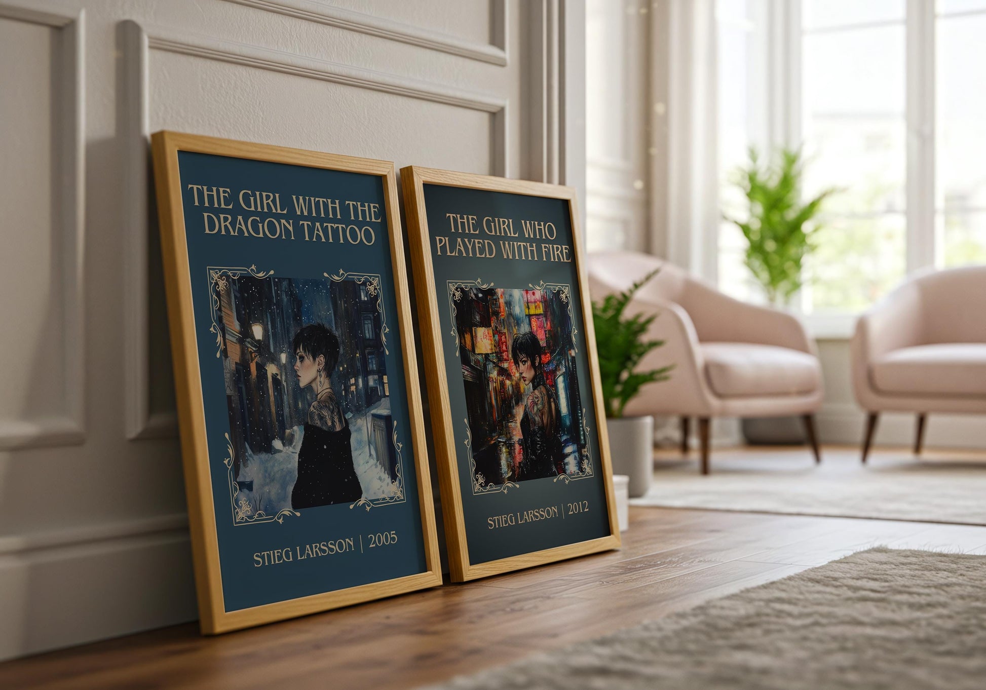 The Girl Who Played With Fire by Stieg Larsson High Quality Poster Print. Free Delivery Wall Art. Author&Blurb Book/Novel Minimalist Home