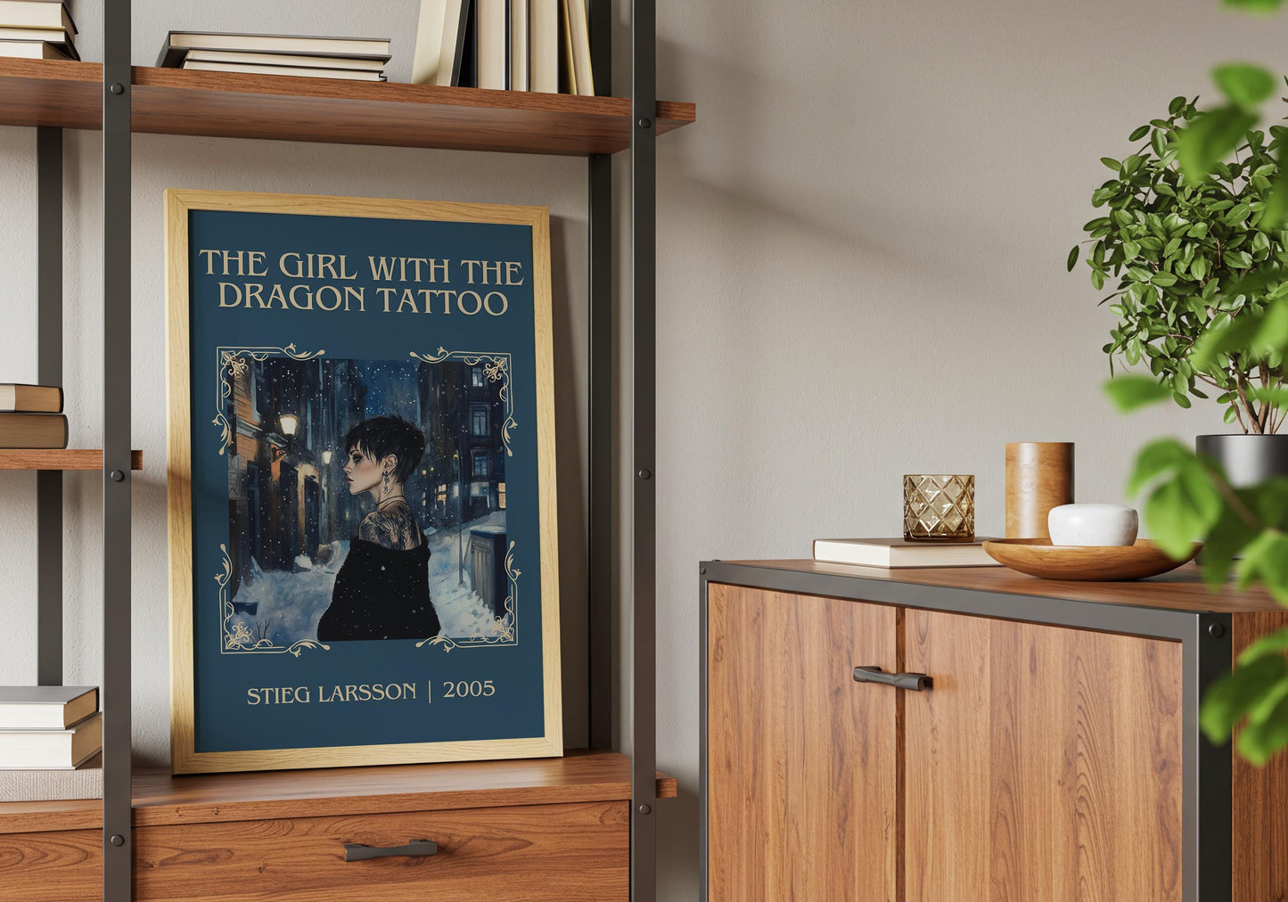 The Girl With The Dragon Tattoo by Stieg Larsson High Quality Poster Print. Free Delivery Wall Art. Author&Blurb Book/Novel Minimalist Home