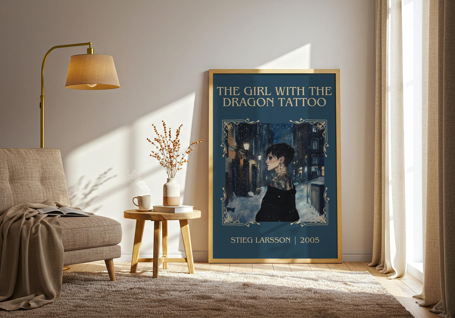 The Girl With The Dragon Tattoo by Stieg Larsson High Quality Poster Print. Free Delivery Wall Art. Author&Blurb Book/Novel Minimalist Home