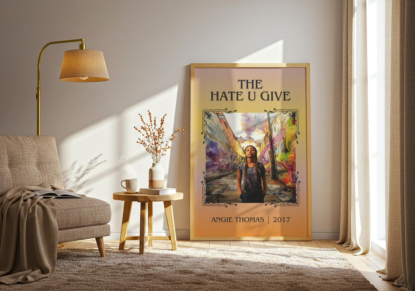 The Hate U Give by Angie Thomas High Quality Poster Print. Free Delivery Wall Art. Author&Blurb Book/Novel Minimalist Home