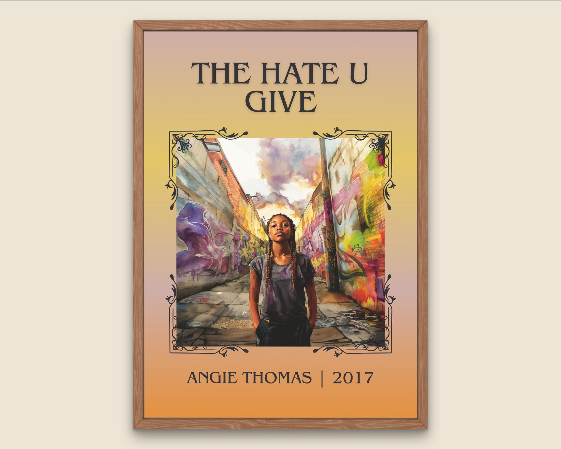 The Hate U Give by Angie Thomas High Quality Poster Print. Free Delivery Wall Art. Author&Blurb Book/Novel Minimalist Home