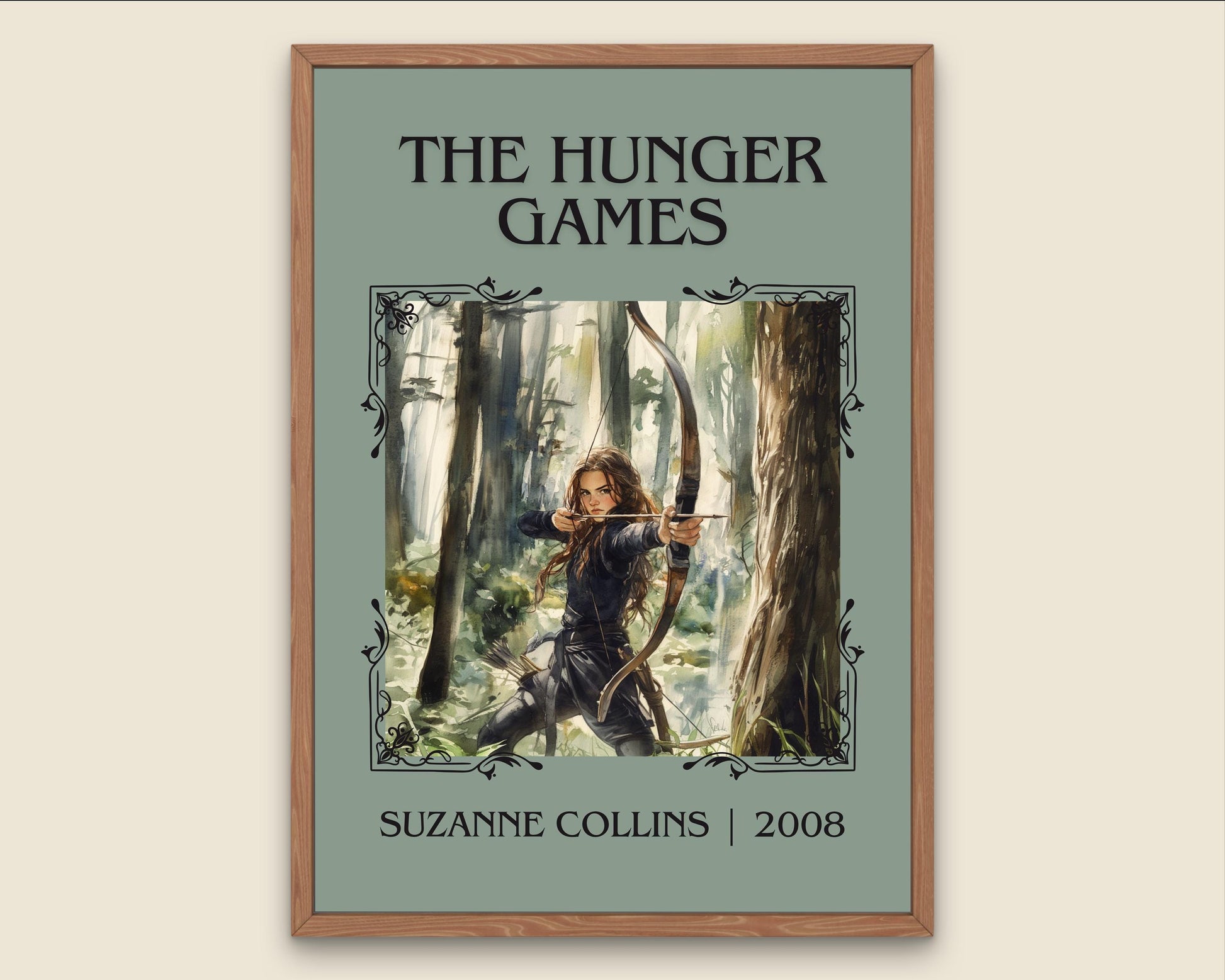 The Hunger Games by Suzanne Collins High Quality Poster Print. Free Delivery Wall Art. Author&Blurb Book/Novel Minimalist Home