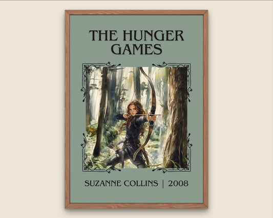 The Hunger Games by Suzanne Collins High Quality Poster Print. Free Delivery Wall Art. Author&Blurb Book/Novel Minimalist Home