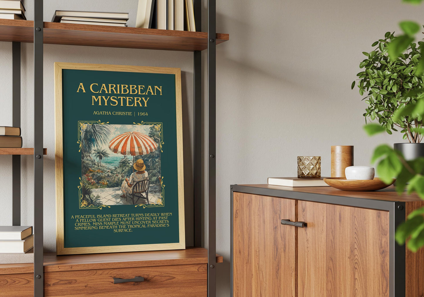 A Caribbean Mystery by Agatha Christie Descriptive, High Quality Poster Print.Free Delivery Wall Art.Author and Blurb Book Artwork Gift Art