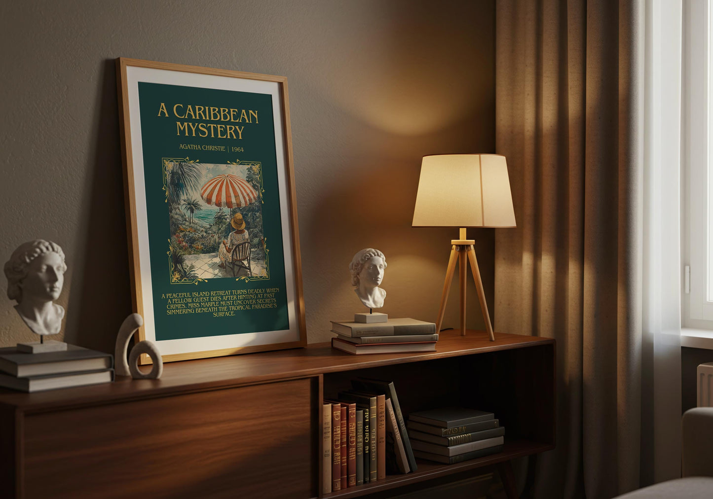 A Caribbean Mystery by Agatha Christie Descriptive, High Quality Poster Print.Free Delivery Wall Art.Author and Blurb Book Artwork Gift Art